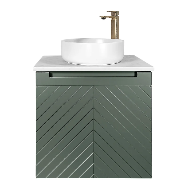 Josef Martin Sophie 600mm Chevron Vanity Unit & Pebble Worktop - Spring Green