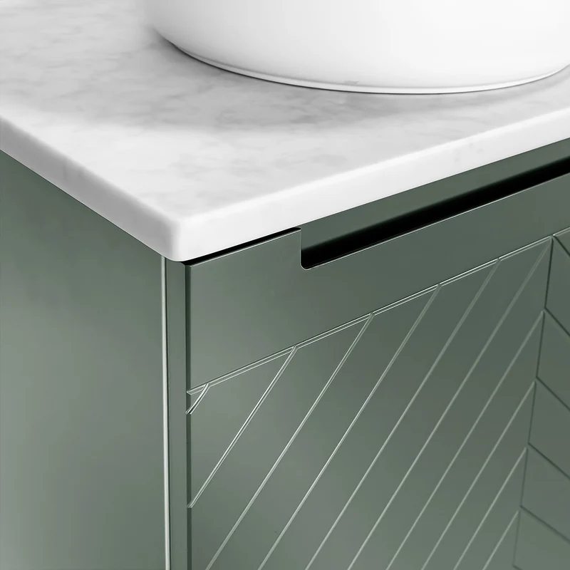 Josef Martin Sophie 600mm Chevron Vanity Unit & Pebble Worktop - Spring Green