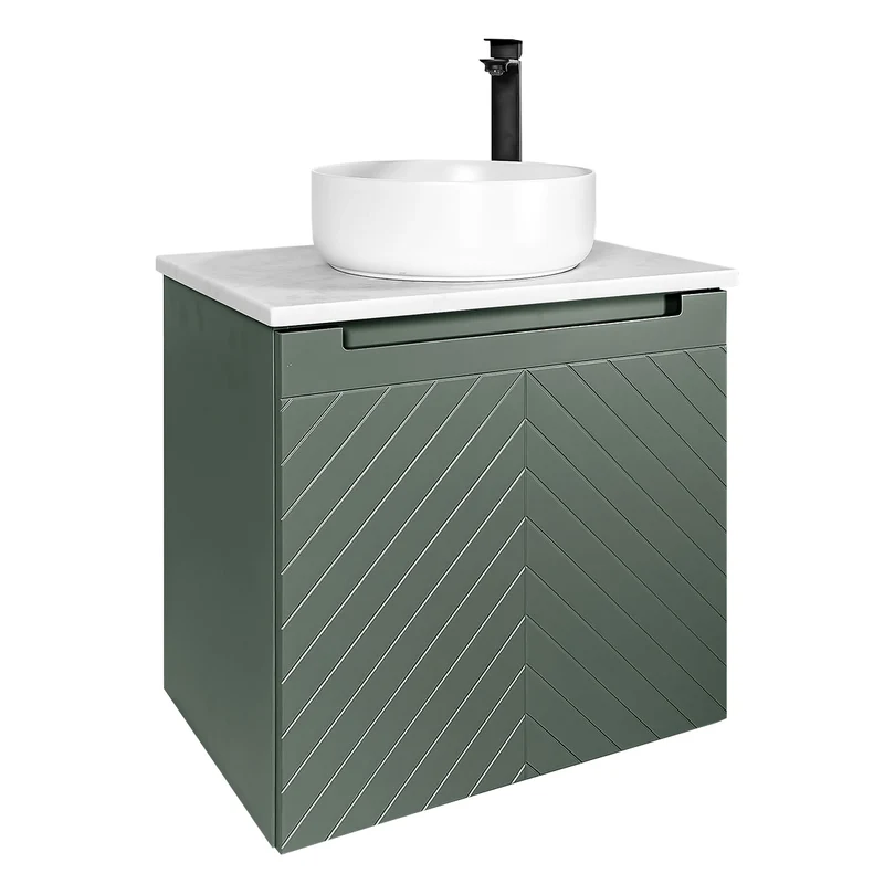 Josef Martin Sophie 600mm Chevron Vanity Unit & Pebble Worktop - Spring Green