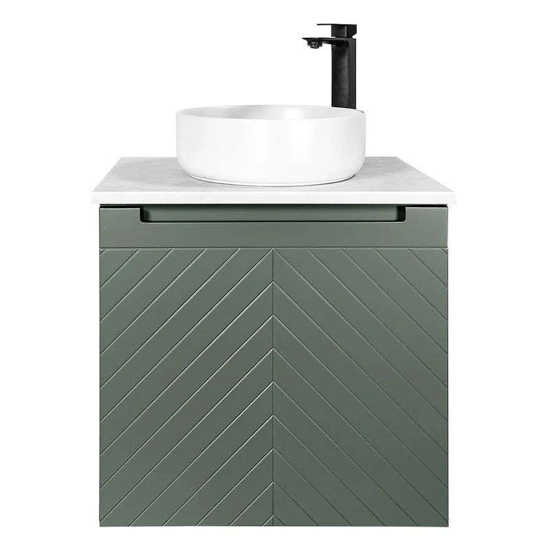 Josef Martin Sophie 600mm Chevron Vanity Unit & Pebble Worktop - Spring Green