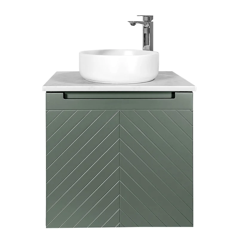 Josef Martin Sophie 600mm Chevron Vanity Unit & Pebble Worktop - Spring Green