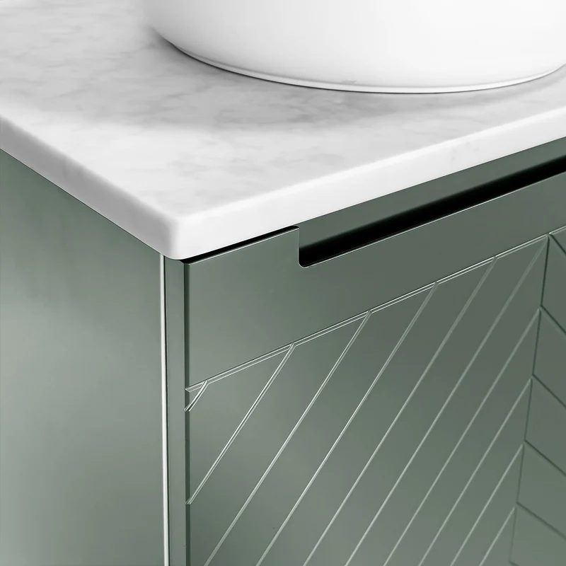 Josef Martin Sophie 600mm Chevron Vanity Unit & Pebble Worktop - Spring Green