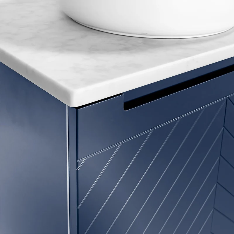 Josef Martin Sophie 600mm Chevron Vanity Unit & Pebble Worktop - Marine Blue