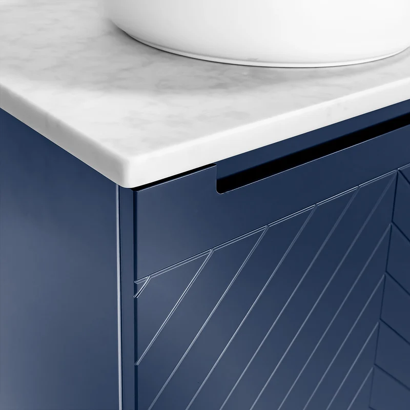 Josef Martin Sophie 600mm Chevron Vanity Unit & Pebble Worktop - Marine Blue