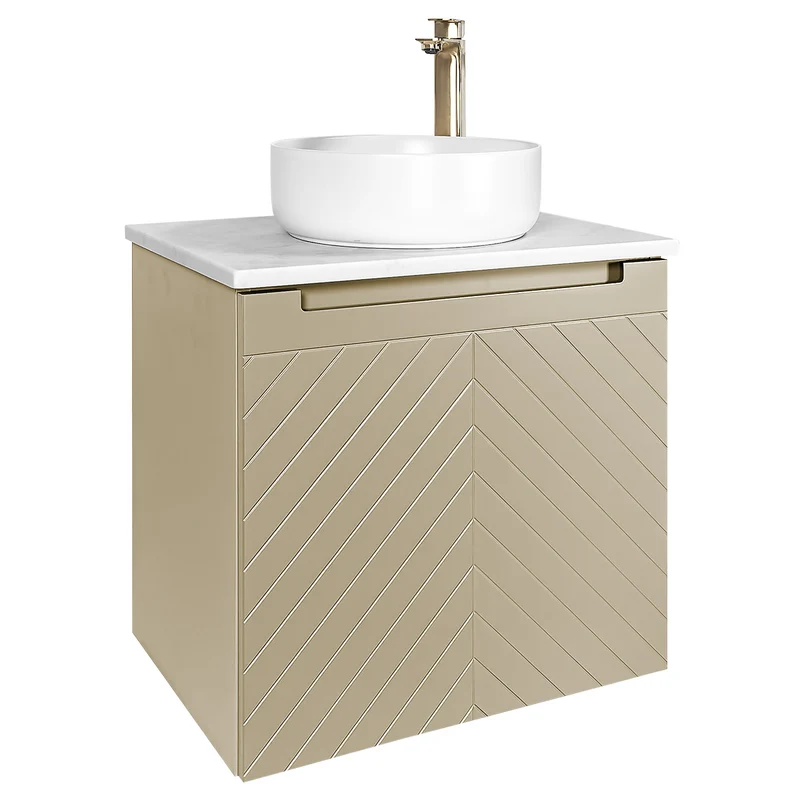 Josef Martin Sophie 600mm Chevron Vanity Unit & Pebble Worktop - Sand
