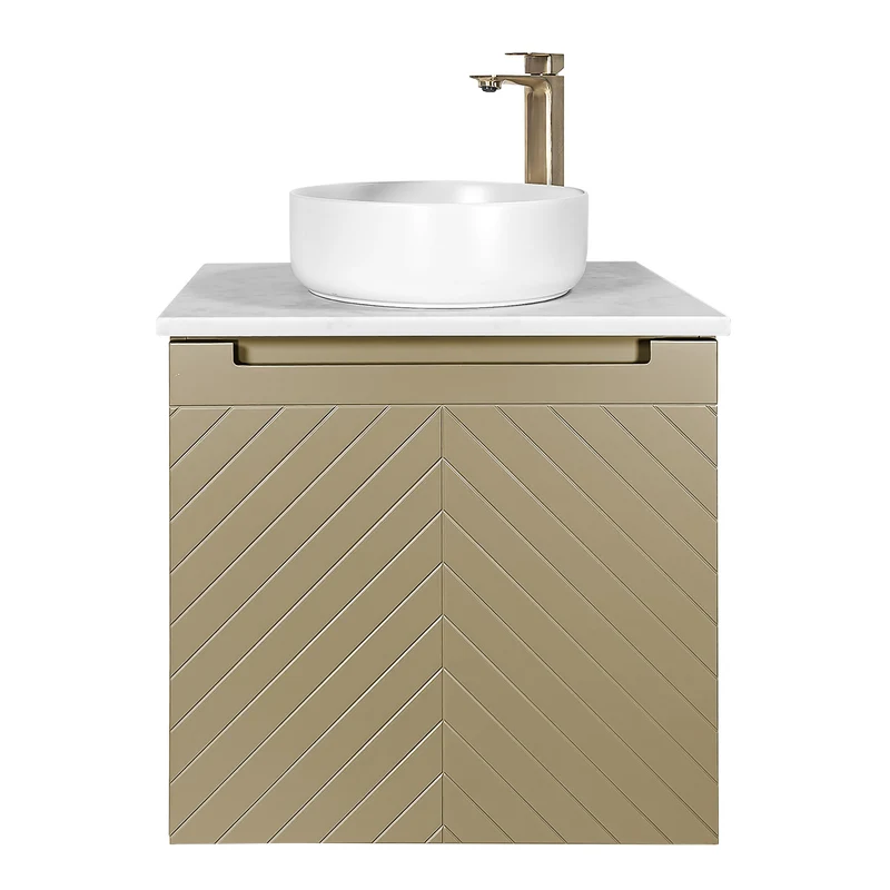 Josef Martin Sophie 600mm Chevron Vanity Unit & Pebble Worktop - Sand