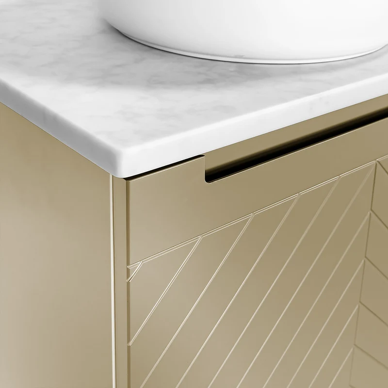 Josef Martin Sophie 600mm Chevron Vanity Unit & Pebble Worktop - Sand