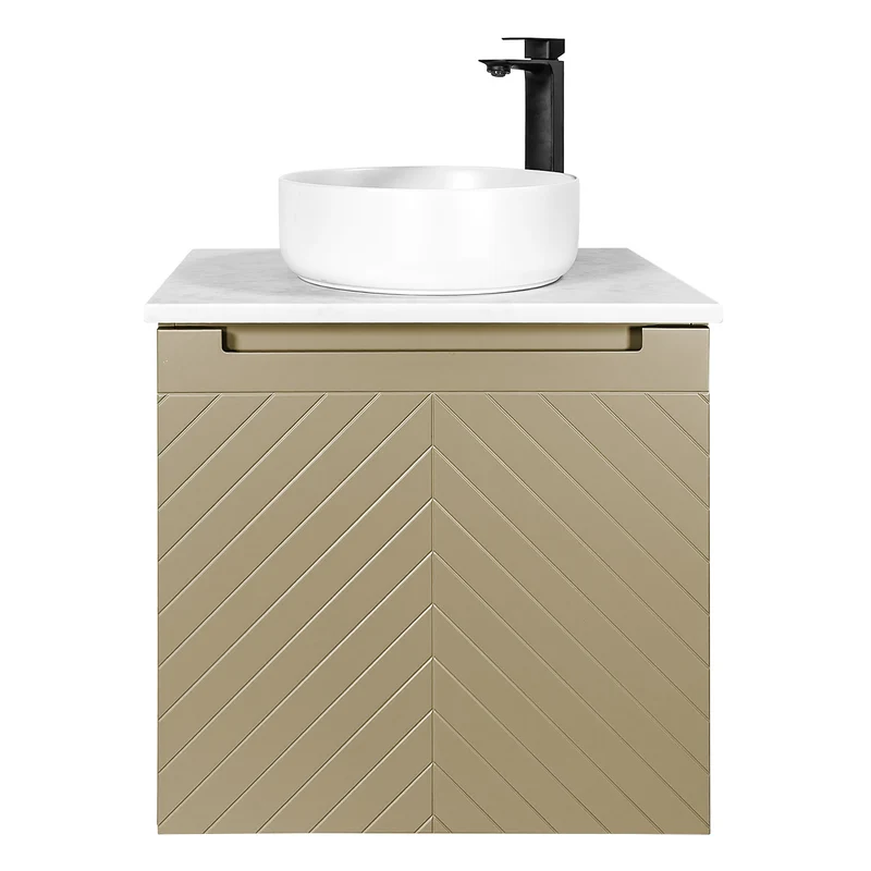 Josef Martin Sophie 600mm Chevron Vanity Unit & Pebble Worktop - Sand