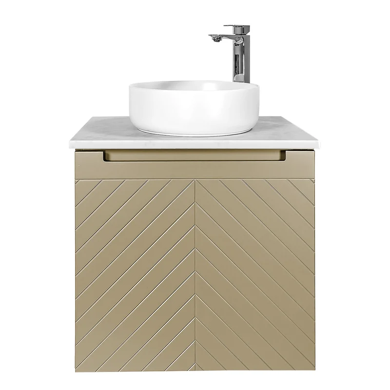 Josef Martin Sophie 600mm Chevron Vanity Unit & Pebble Worktop - Sand