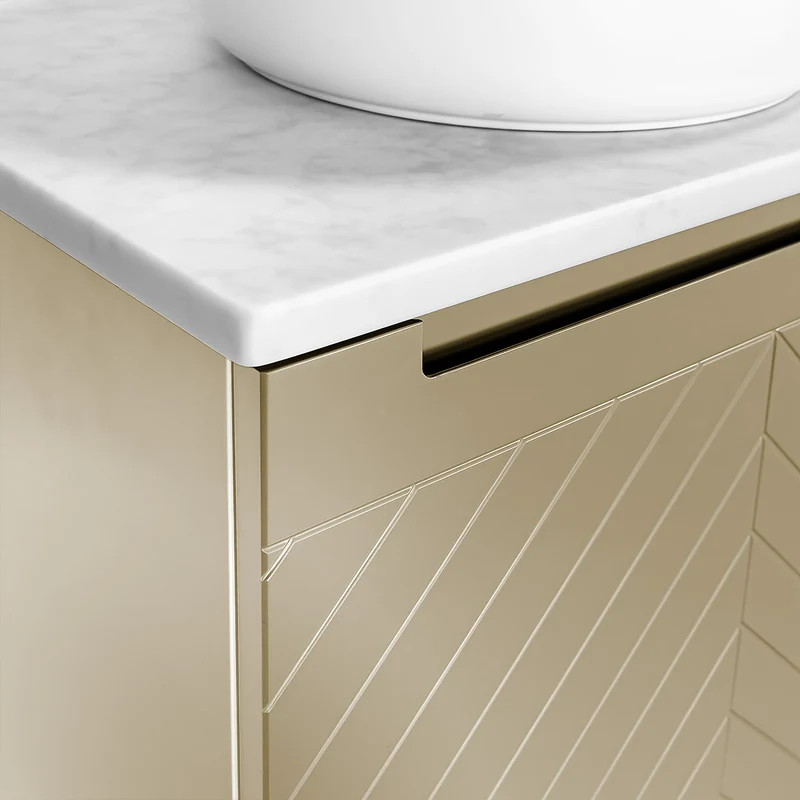 Josef Martin Sophie 600mm Chevron Vanity Unit & Pebble Worktop - Sand