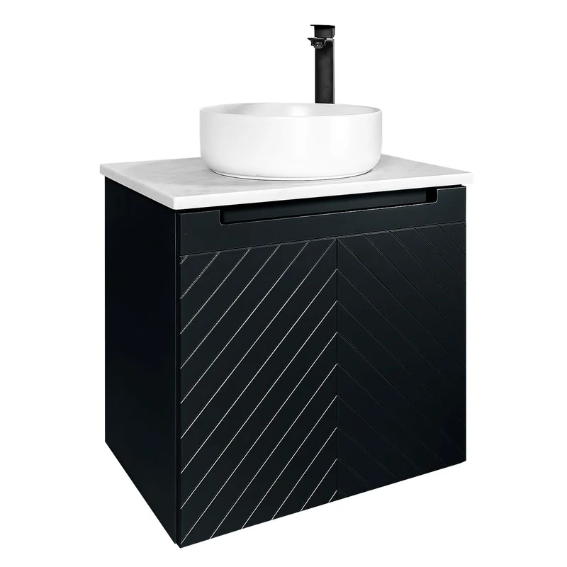 Josef Martin Sophie 600mm Chevron Vanity Unit & Pebble Worktop - Ember