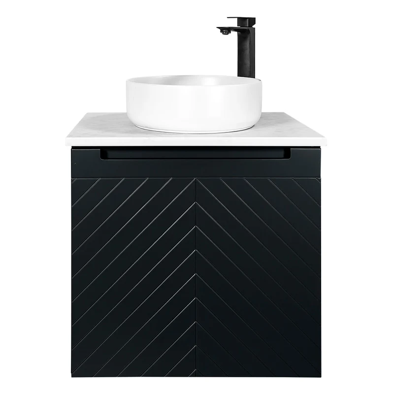 Josef Martin Sophie 600mm Chevron Vanity Unit & Pebble Worktop - Ember