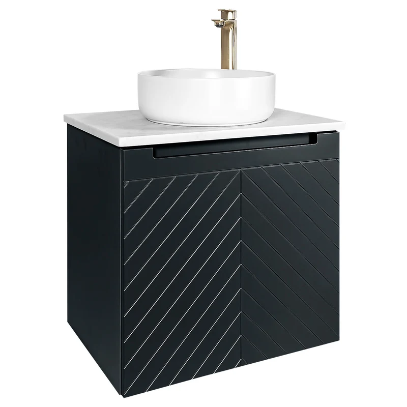 Josef Martin Sophie 600mm Chevron Vanity Unit & Pebble Worktop - Ember