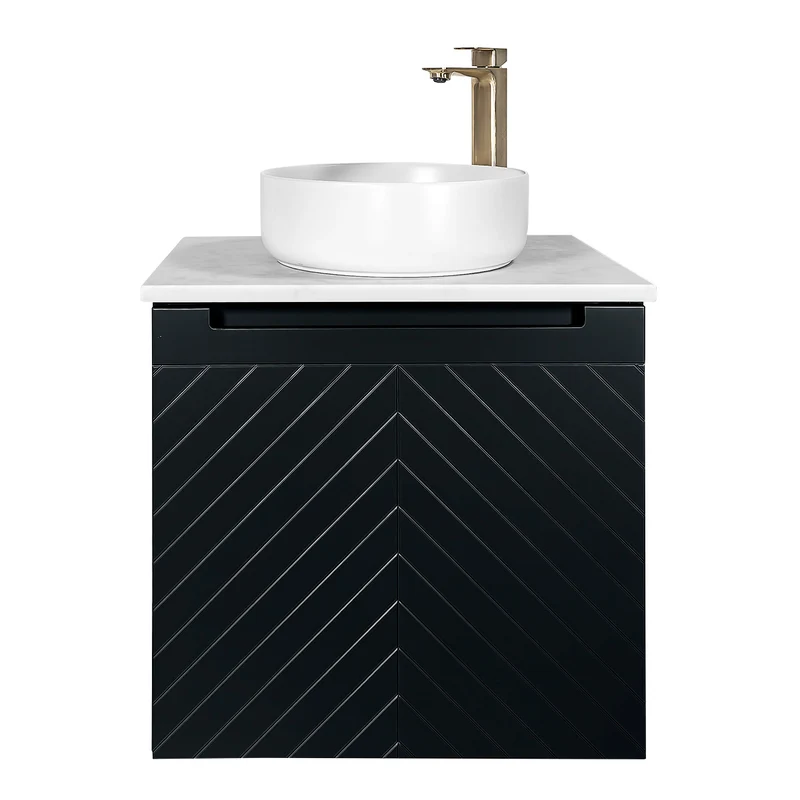Josef Martin Sophie 600mm Chevron Vanity Unit & Pebble Worktop - Ember
