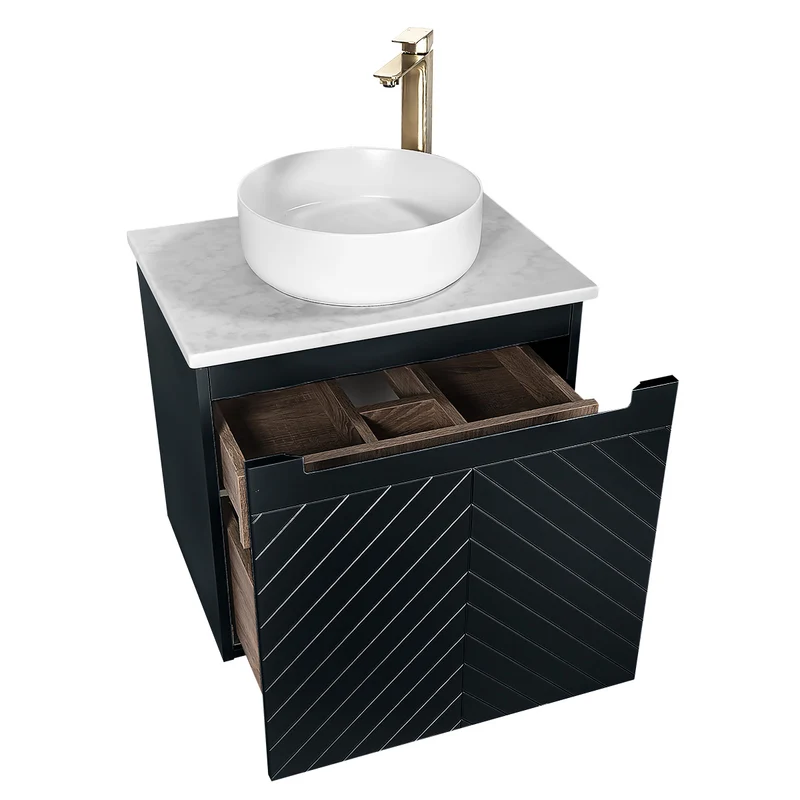 Josef Martin Sophie 600mm Chevron Vanity Unit & Pebble Worktop - Ember