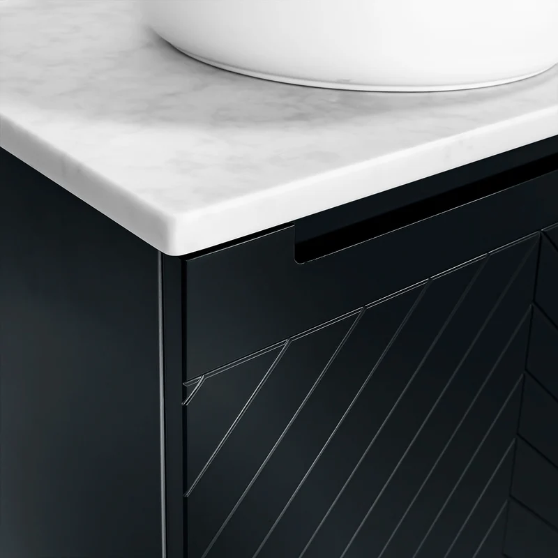 Josef Martin Sophie 600mm Chevron Vanity Unit & Pebble Worktop - Ember