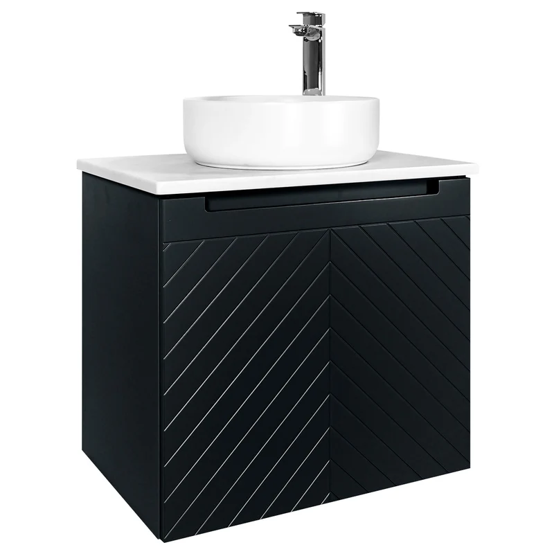 Josef Martin Sophie 600mm Chevron Vanity Unit & Pebble Worktop - Ember