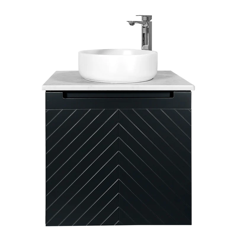 Josef Martin Sophie 600mm Chevron Vanity Unit & Pebble Worktop - Ember