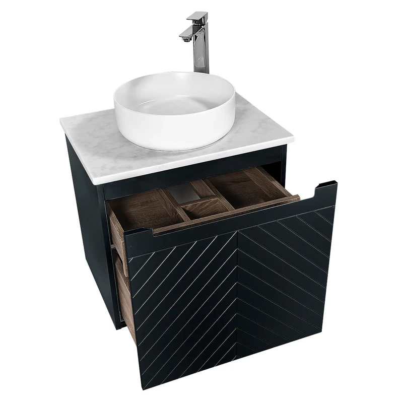 Josef Martin Sophie 600mm Chevron Vanity Unit & Pebble Worktop - Ember