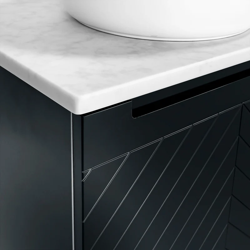 Josef Martin Sophie 600mm Chevron Vanity Unit & Pebble Worktop - Ember