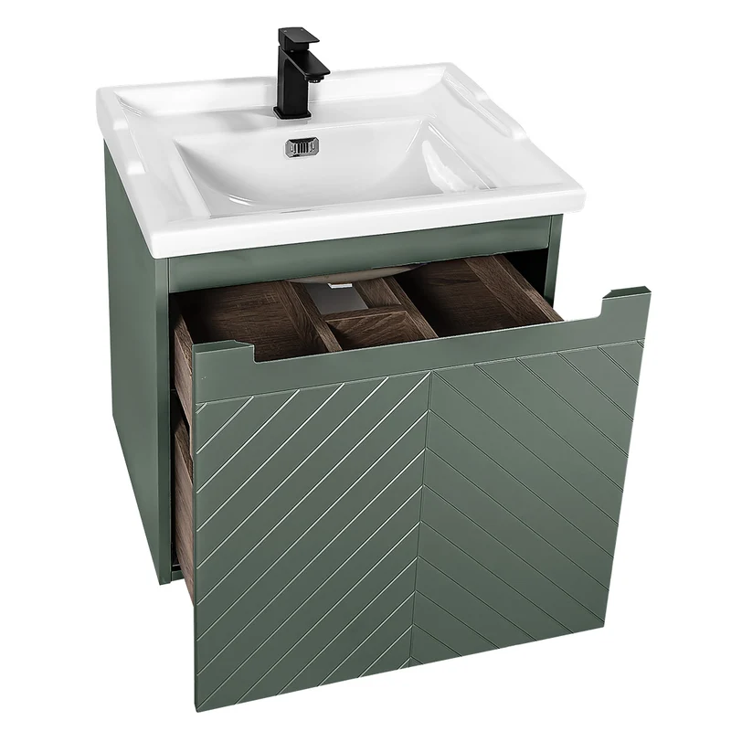 Josef Martin Sophie 600mm Chevron Vanity Unit & Traditional Basin - Spring Green