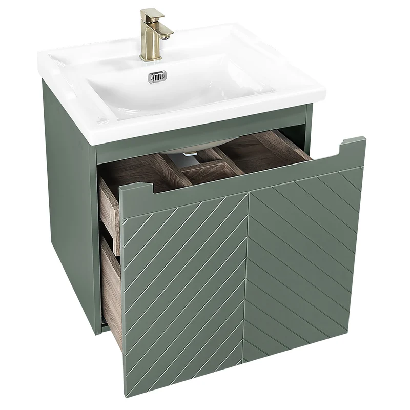 Josef Martin Sophie 600mm Chevron Vanity Unit & Traditional Basin - Spring Green