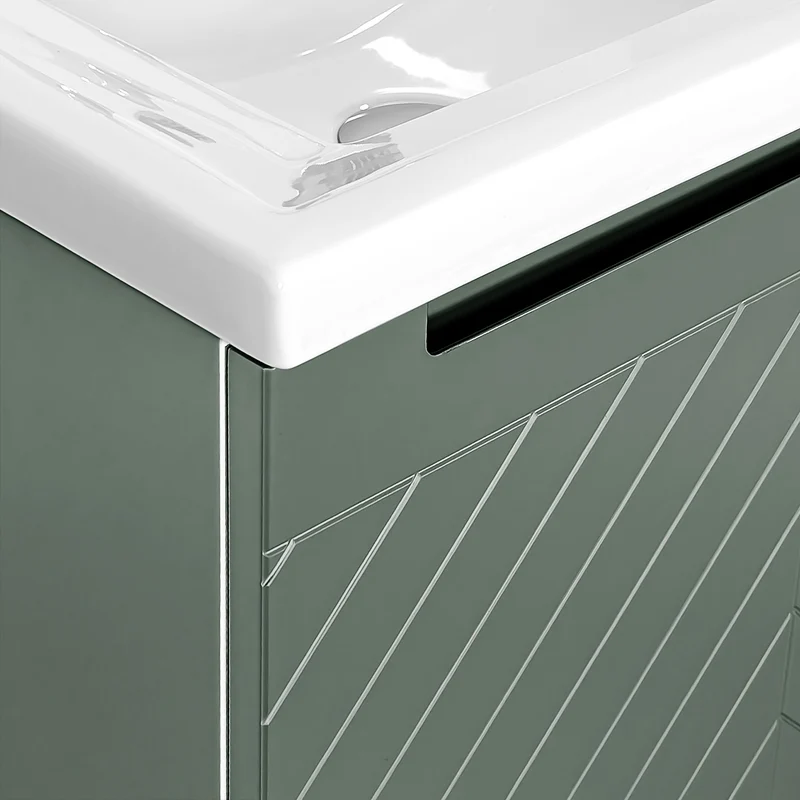 Josef Martin Sophie 600mm Chevron Vanity Unit & Traditional Basin - Spring Green