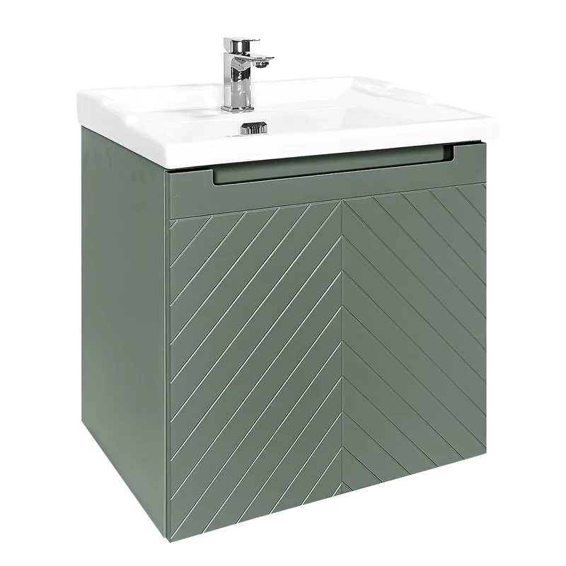 Josef Martin Sophie 600mm Chevron Vanity Unit & Traditional Basin - Spring Green