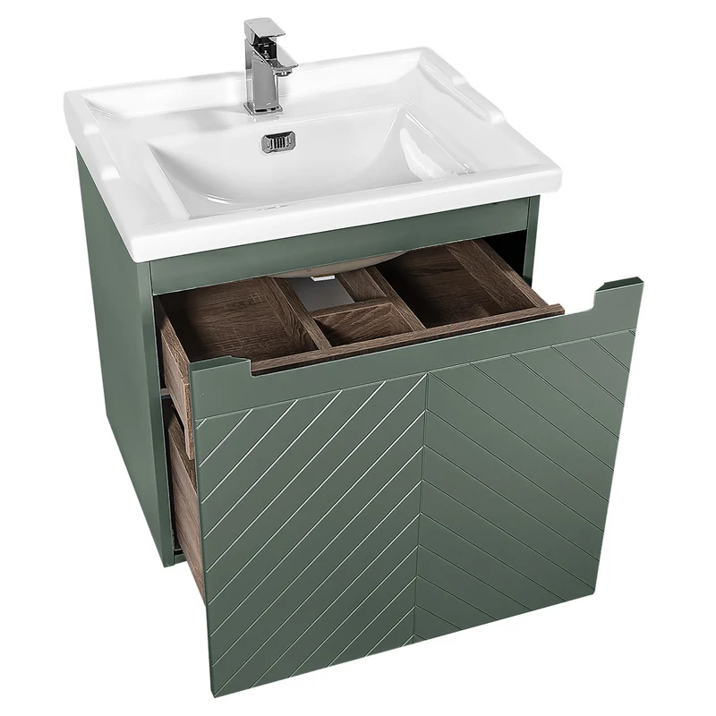 Josef Martin Sophie 600mm Chevron Vanity Unit & Traditional Basin - Spring Green