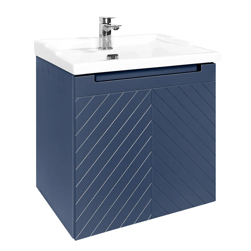 Josef Martin Sophie 600mm Chevron Vanity Unit & Traditional Basin - Marine Blue