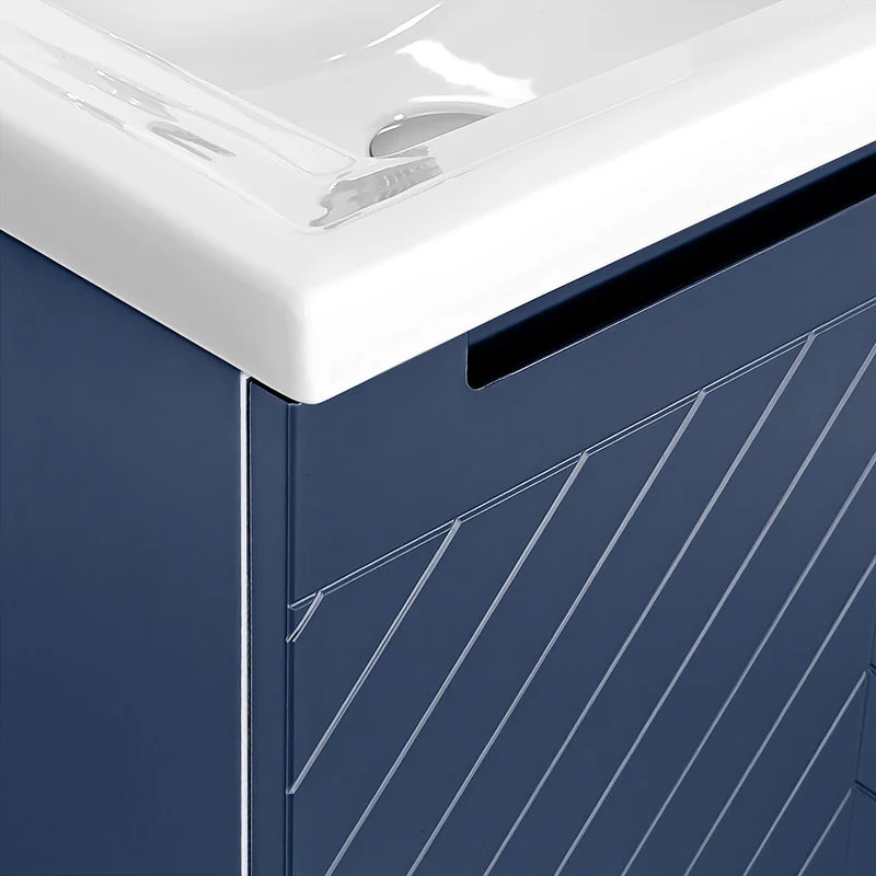 Josef Martin Sophie 600mm Chevron Vanity Unit & Traditional Basin - Marine Blue