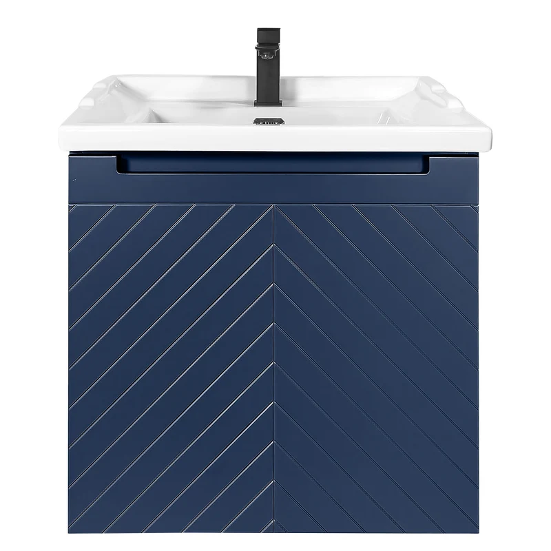 Josef Martin Sophie 600mm Chevron Vanity Unit & Traditional Basin - Marine Blue