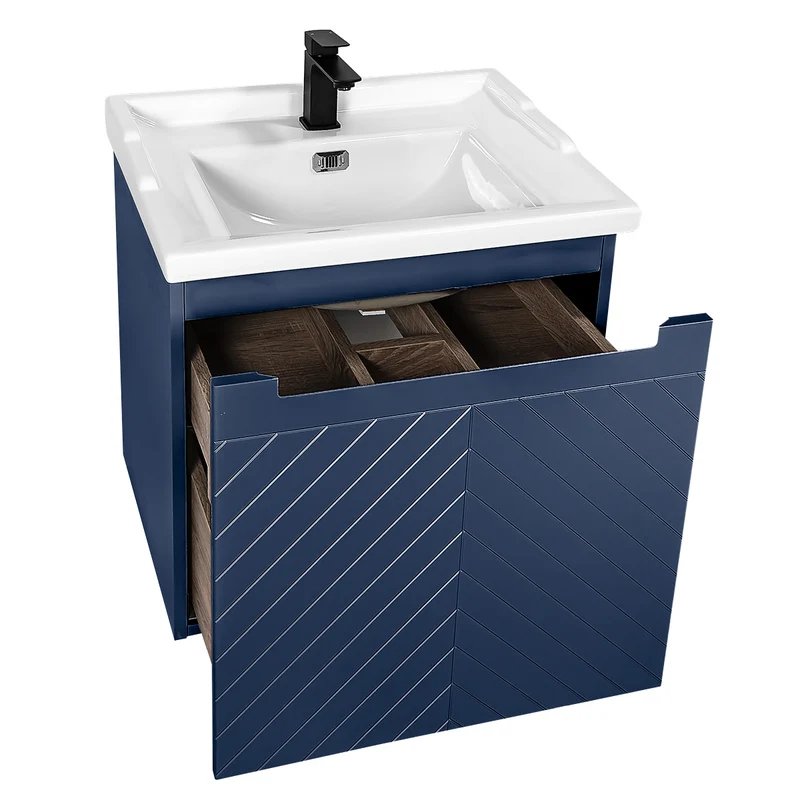 Josef Martin Sophie 600mm Chevron Vanity Unit & Traditional Basin - Marine Blue
