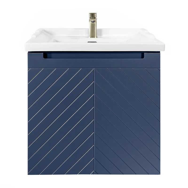 Josef Martin Sophie 600mm Chevron Vanity Unit & Traditional Basin - Marine Blue