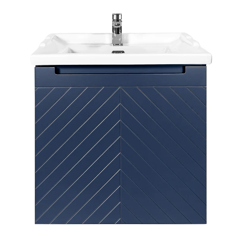 Josef Martin Sophie 600mm Chevron Vanity Unit & Traditional Basin - Marine Blue