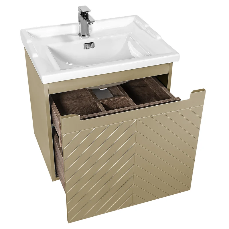Josef Martin Sophie 600mm Chevron Vanity Unit & Traditional Basin - Sand