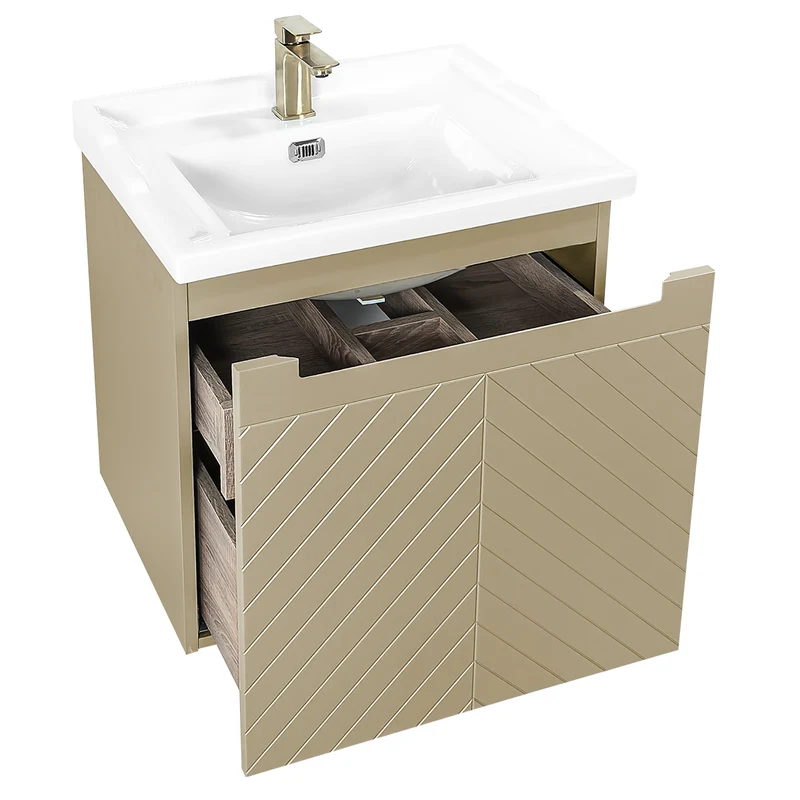 Josef Martin Sophie 600mm Chevron Vanity Unit & Traditional Basin - Sand
