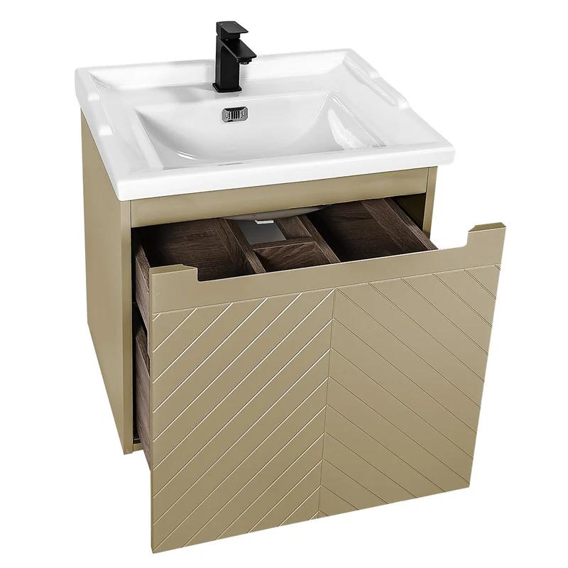 Josef Martin Sophie 600mm Chevron Vanity Unit & Traditional Basin - Sand