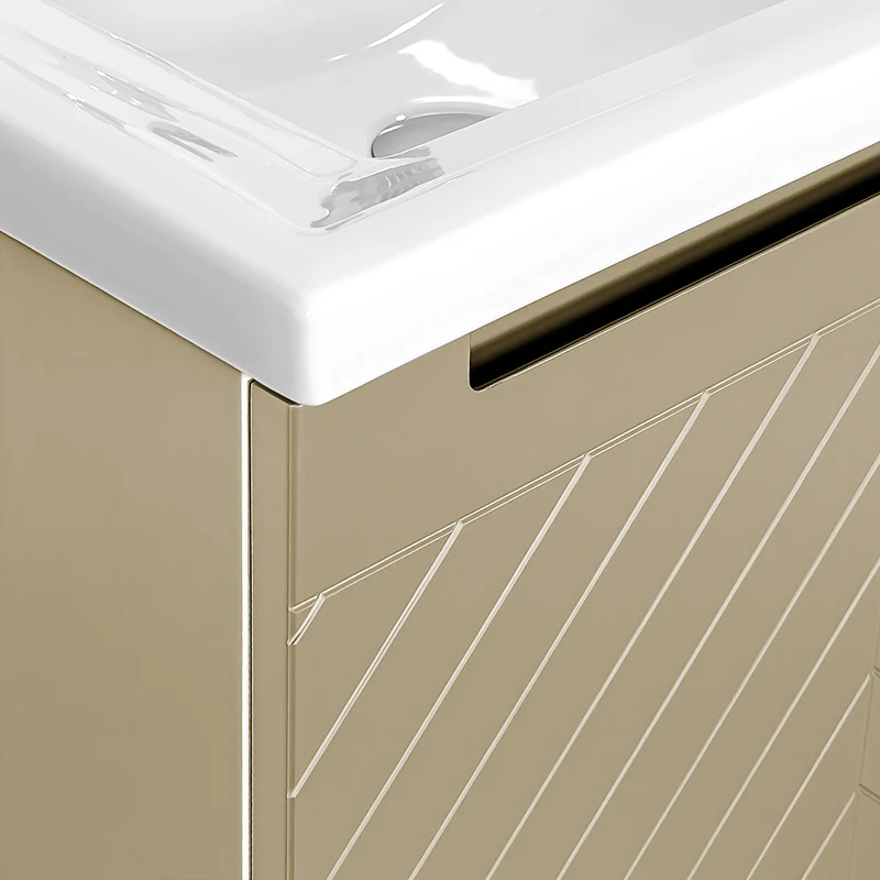 Josef Martin Sophie 600mm Chevron Vanity Unit & Traditional Basin - Sand