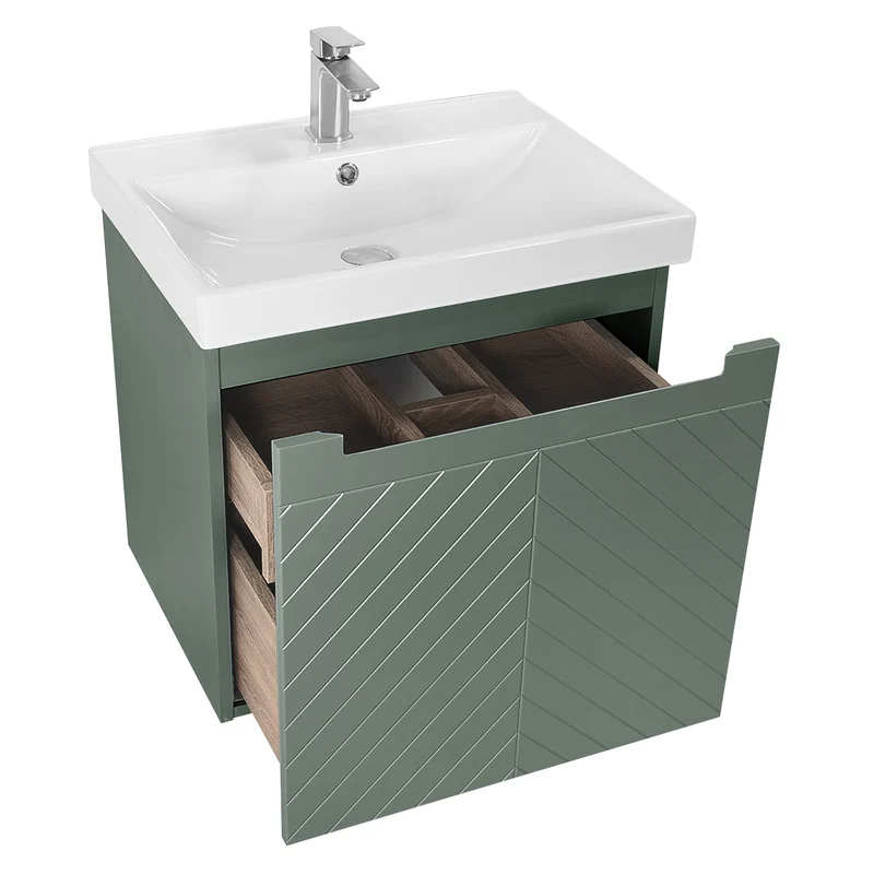 Josef Martin Sophie 600mm Chevron Vanity Unit & Basin - Spring Green