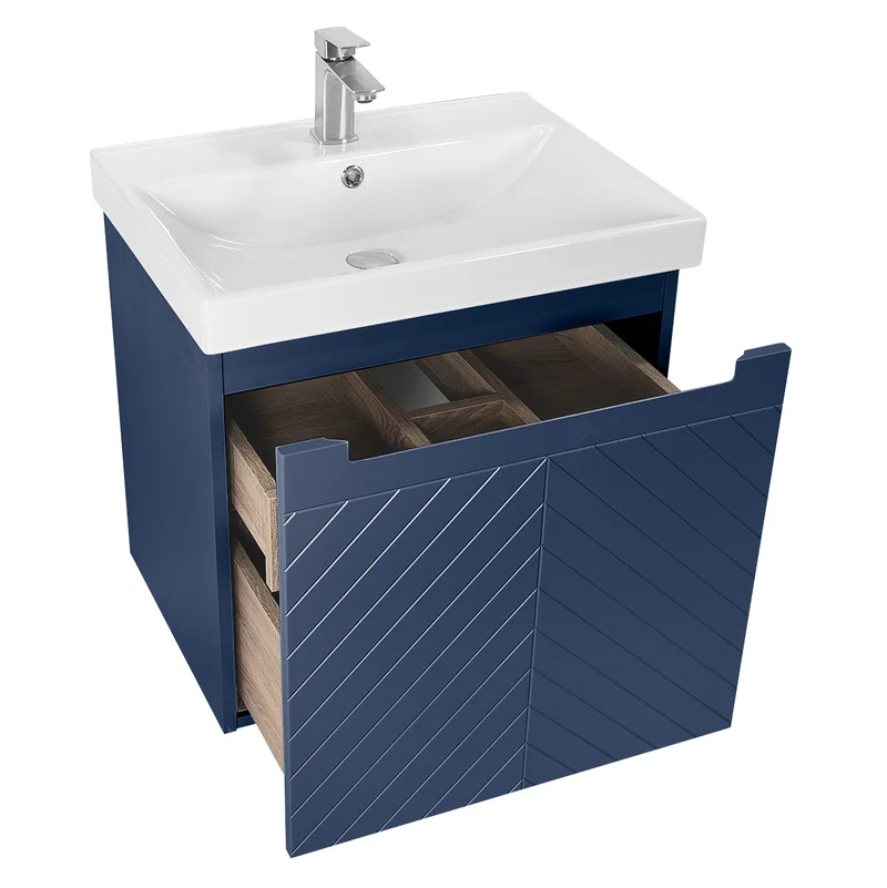 Josef Martin Sophie 600mm Chevron Vanity Unit & Basin - Marine Blue