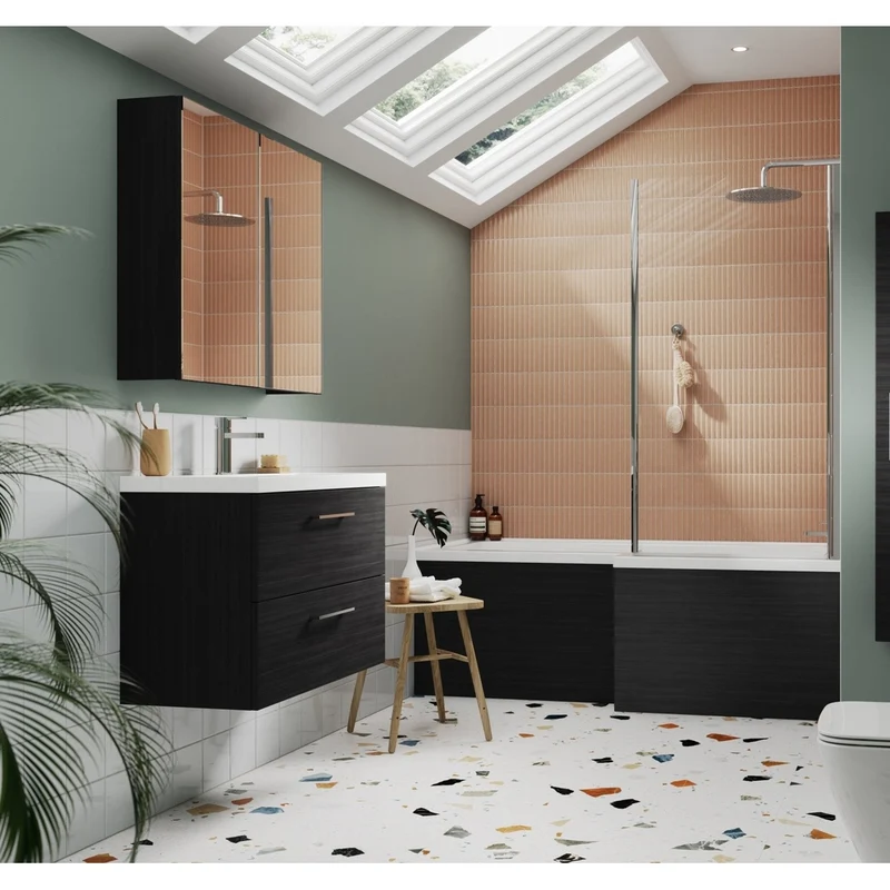 Nuie Arno 800mm Wall Hung 2 Drawer Vanity & Basin 1 Contemporary Charcoal Black 579x810x390mm