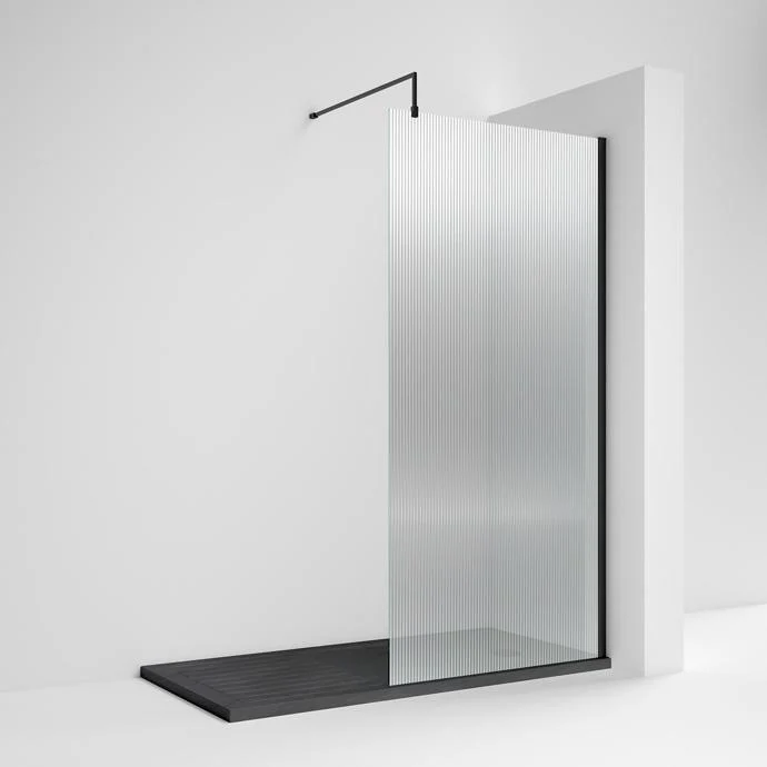 Nuie Fluted 8mm Wetroom Screen 2 Panel Pack (1850mm High) - Matt Black