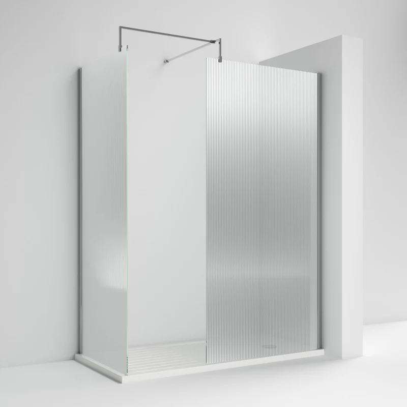 Nuie Fluted 8mm Wetroom Screen 2 Panel Pack (1850mm High) - Chrome