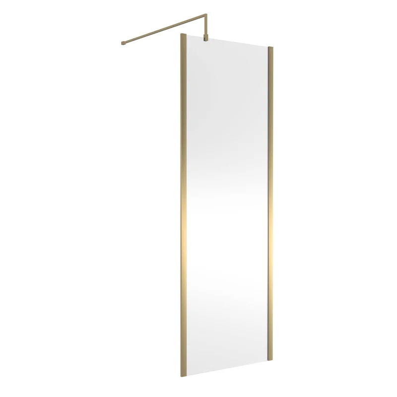 Nuie Outer Frame 8mm Wetroom Screen 2 Panel Pack (1850mm High) - Brushed Brass