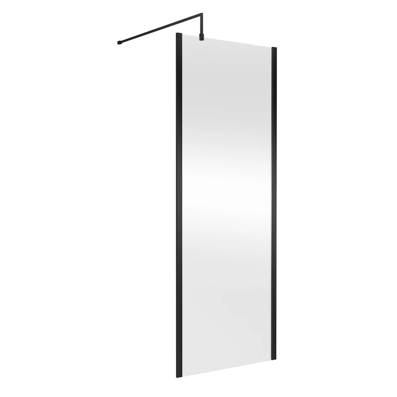 Nuie Outer Frame 8mm Wetroom Screen & Support Bar (1850mm High) - Satin Black