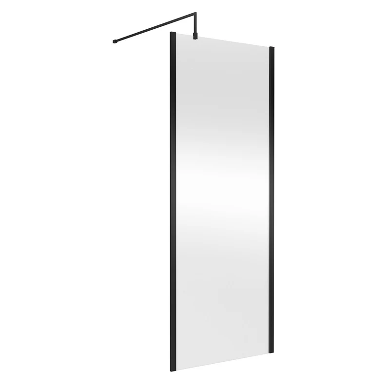 Nuie Outer Frame 8mm Wetroom Screen & Support Bar (1850mm High) - Satin Black