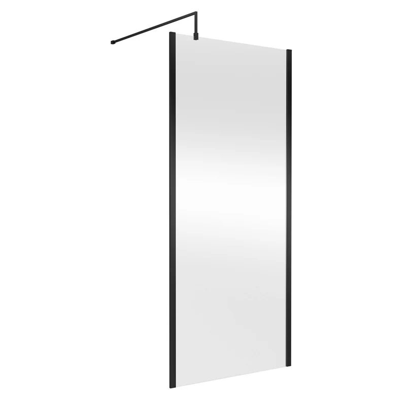 Nuie Outer Frame 8mm Wetroom Screen & Support Bar (1850mm High) - Satin Black