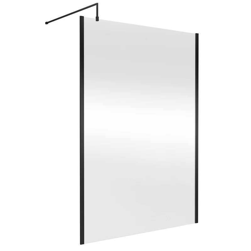 Nuie Outer Frame 8mm Wetroom Screen & Support Bar (1850mm High) - Satin Black