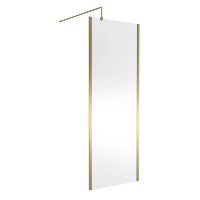 Nuie Outer Frame 8mm Wetroom Screen & Support Bar (1850mm High) - Brushed Brass